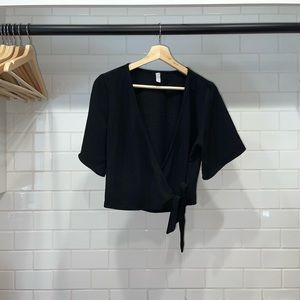 Black Cross Tie Blouse